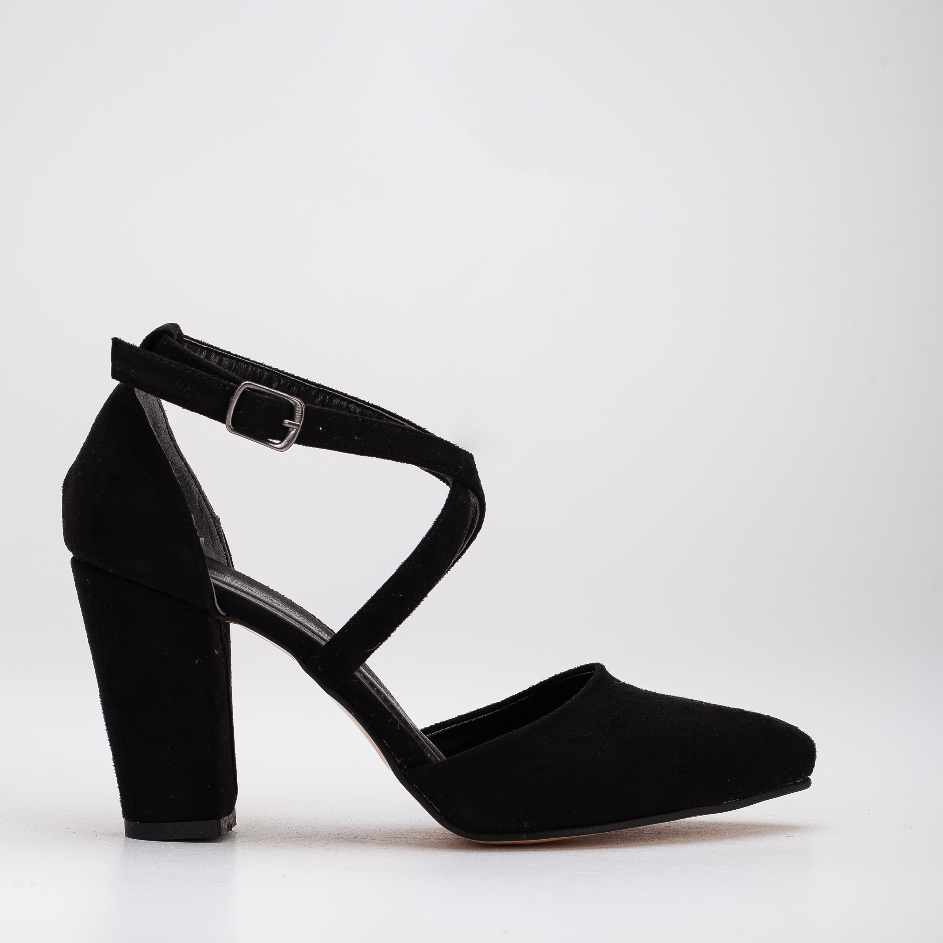 Sina Black Suede Criss Cross Heels