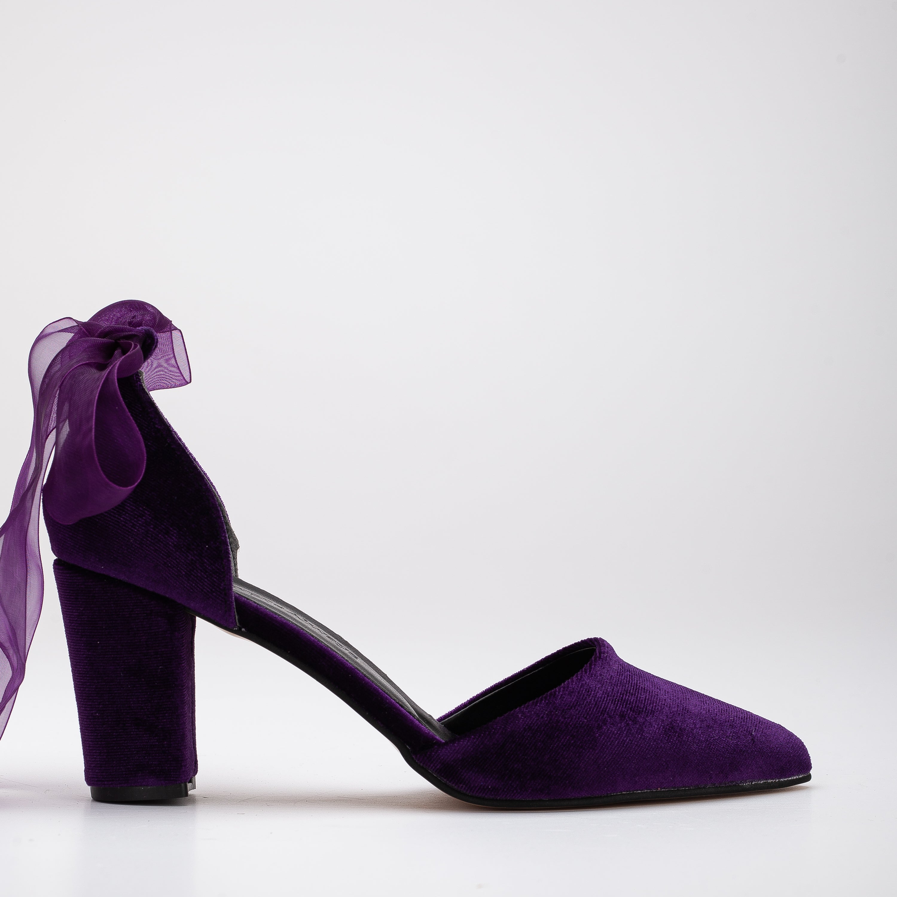 Purple Block Heels, Wedding Shoes, Purple Velvet Shoes with Ribbon, Purple Bridal Shoes, Purple Velvet Heels, Purple Velvet Pumps for Bride, Wedding Shoes, Wedding Heels, Velvet Block Heels, Purple Velvet Pumps, Purple Bridal Heels, Classic Wedding Shoes, Velvet Closed Toe Shoes, Purple Heels, Prom Shoes, Sheer Ribbon Purple Wedding Shoes