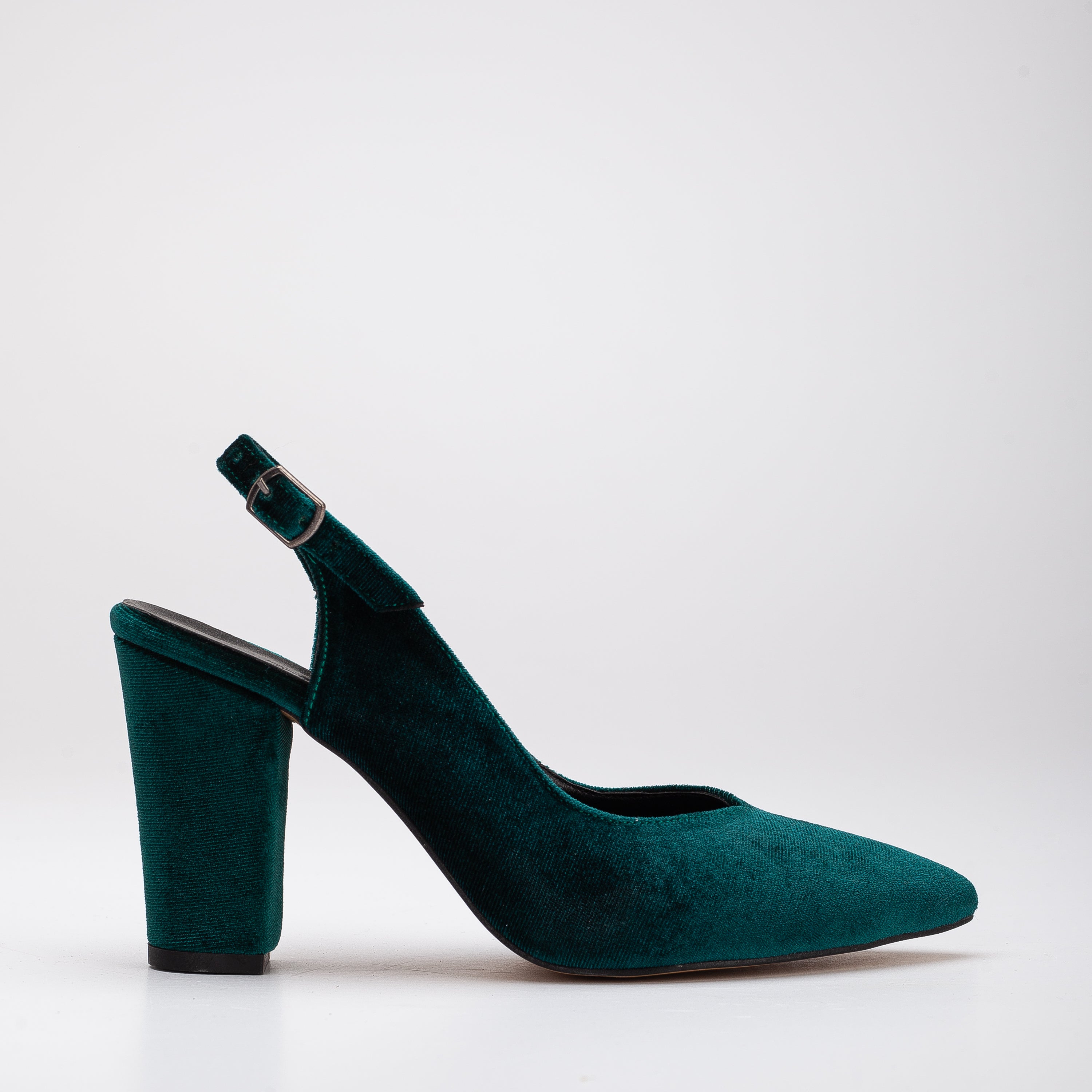 Emma Green Velvet High Heel Slingback Shoes