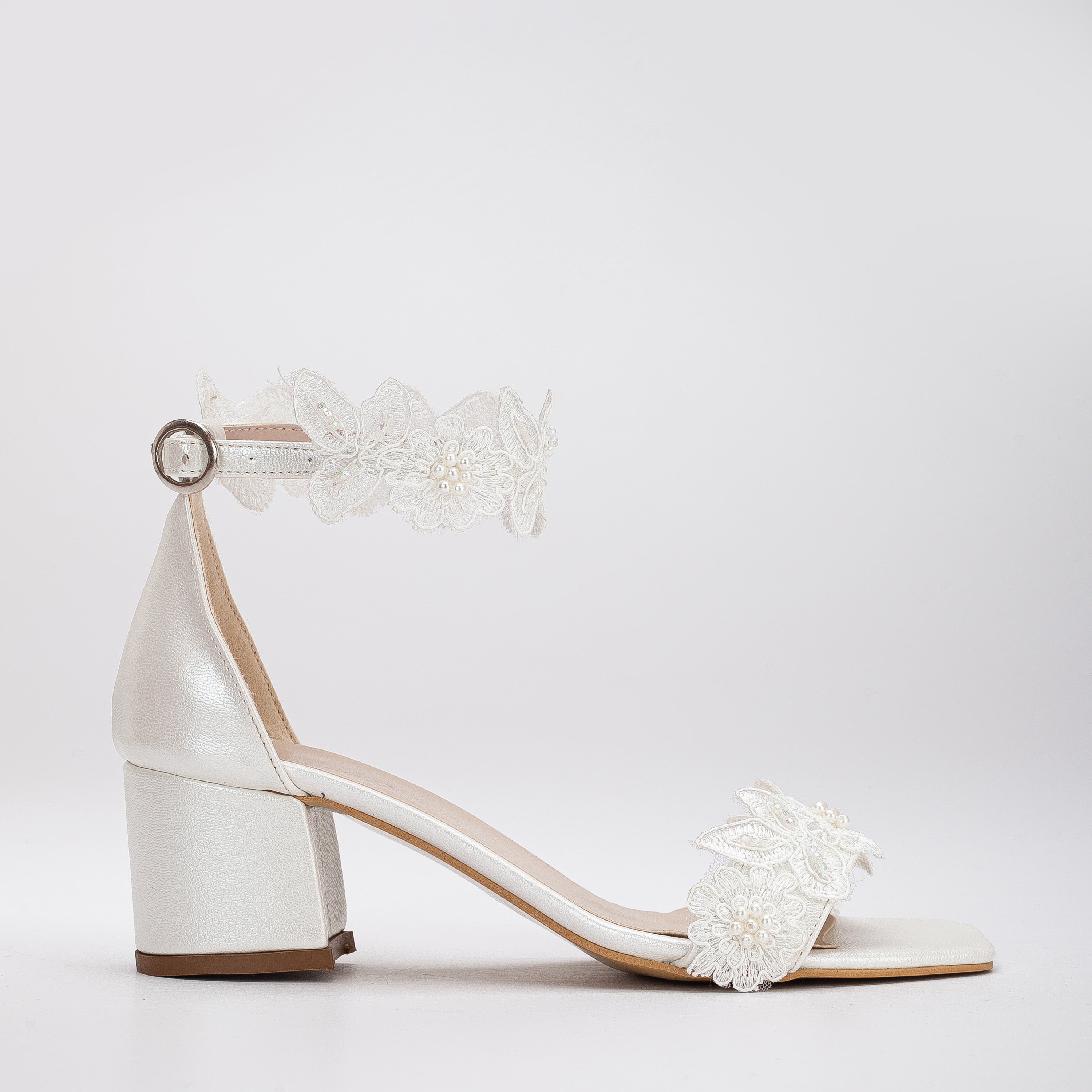 Forever & Always Shoes - Dana Flower Vegan Leather Wedding Shoes | Ivory