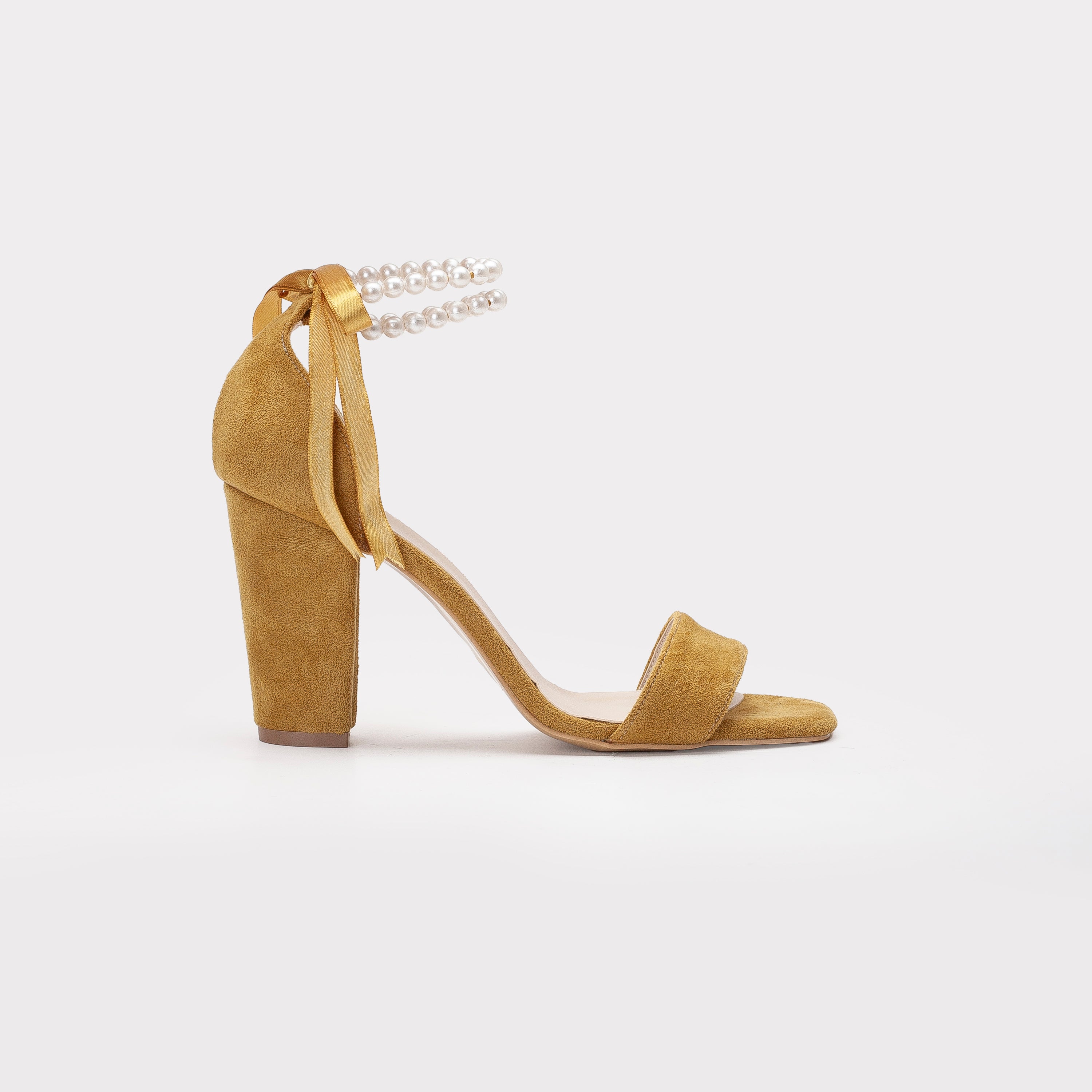 Melissa - Mustard Yellow Sandals with Pearls