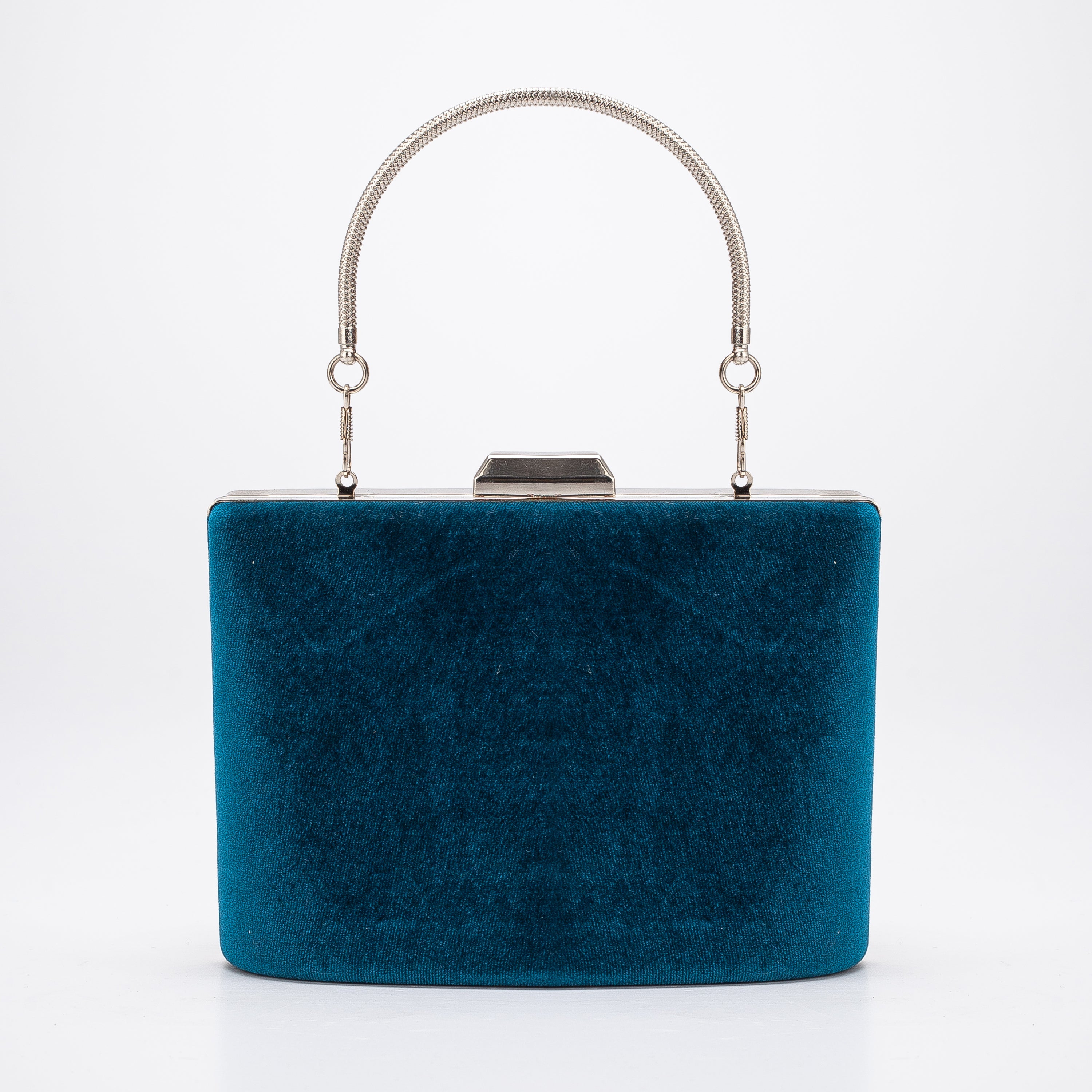 Alba Teal Blue Velvet Clutch