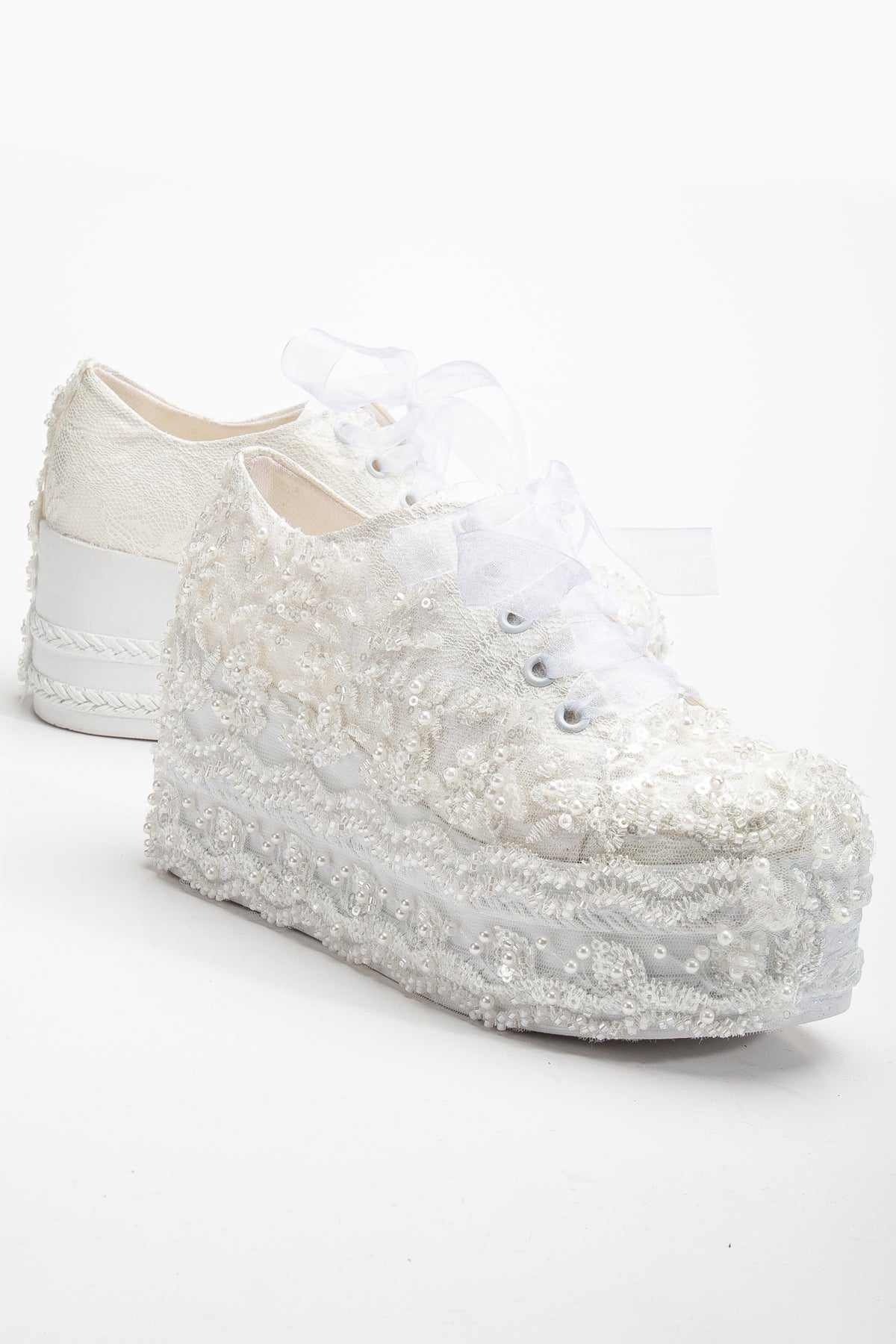 Florette - Ivory Lace Platform Bridal Sneakers