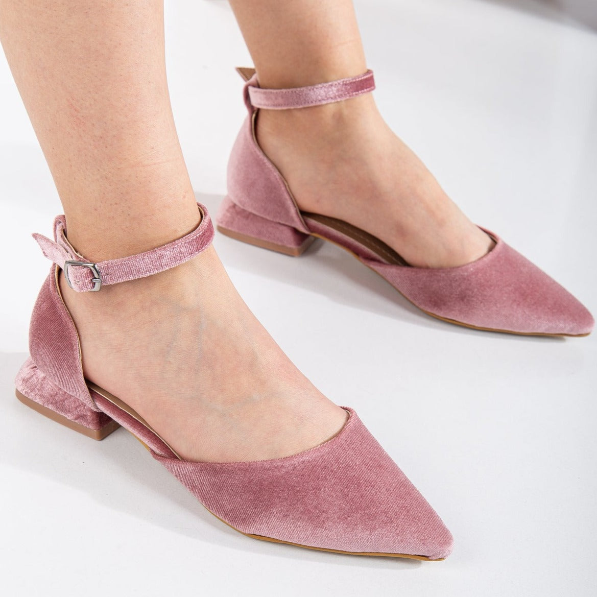 Madeline - Rose Velvet Flats