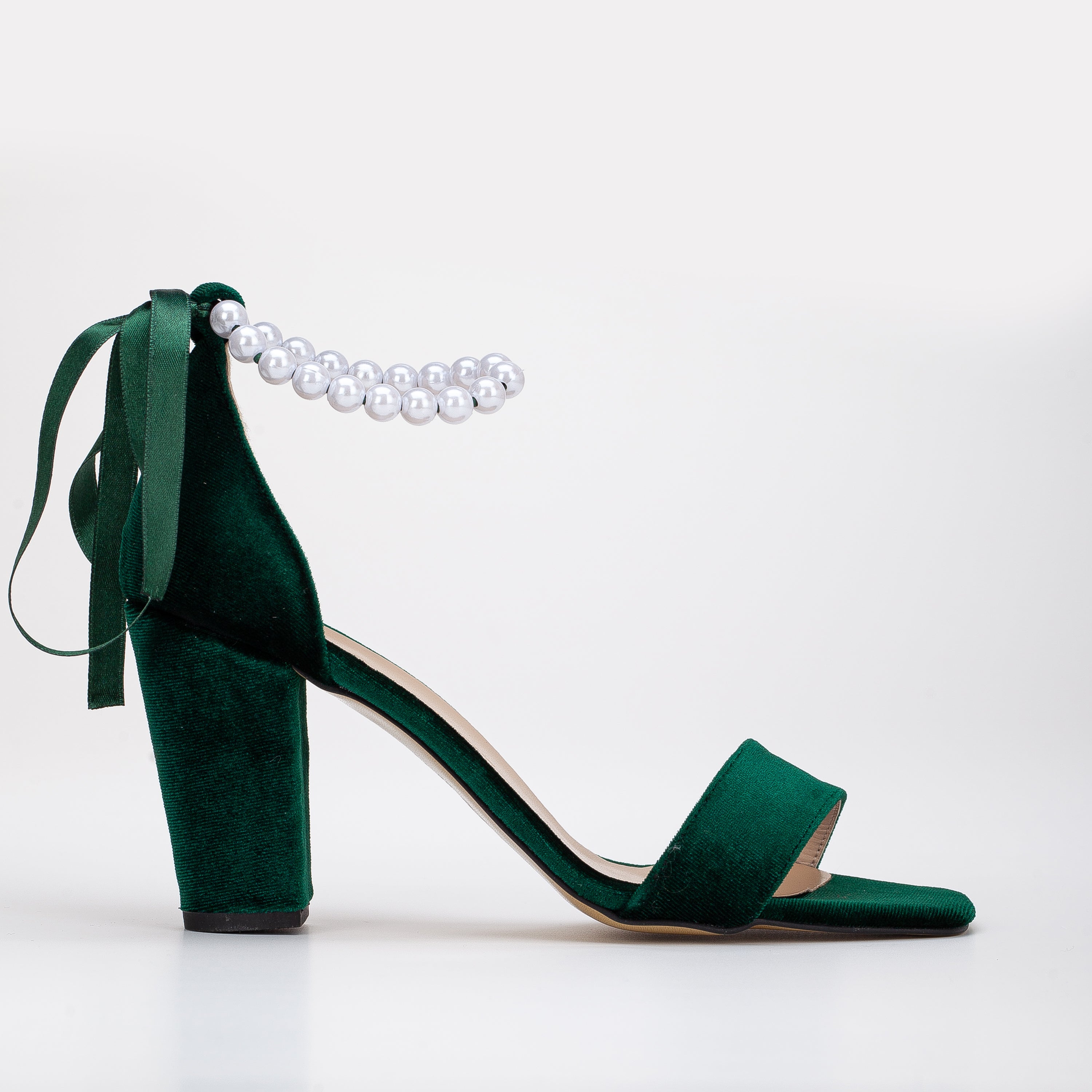 Green velvet heels, Short green heels, Velvet fabric heels, Green velvet footwear, Low heel green velvet shoe, Green velvet pump, Green velvet sandal, Velvet fabric footwear, Green velvet bridal shoe, Green velvet bridesmaid heel