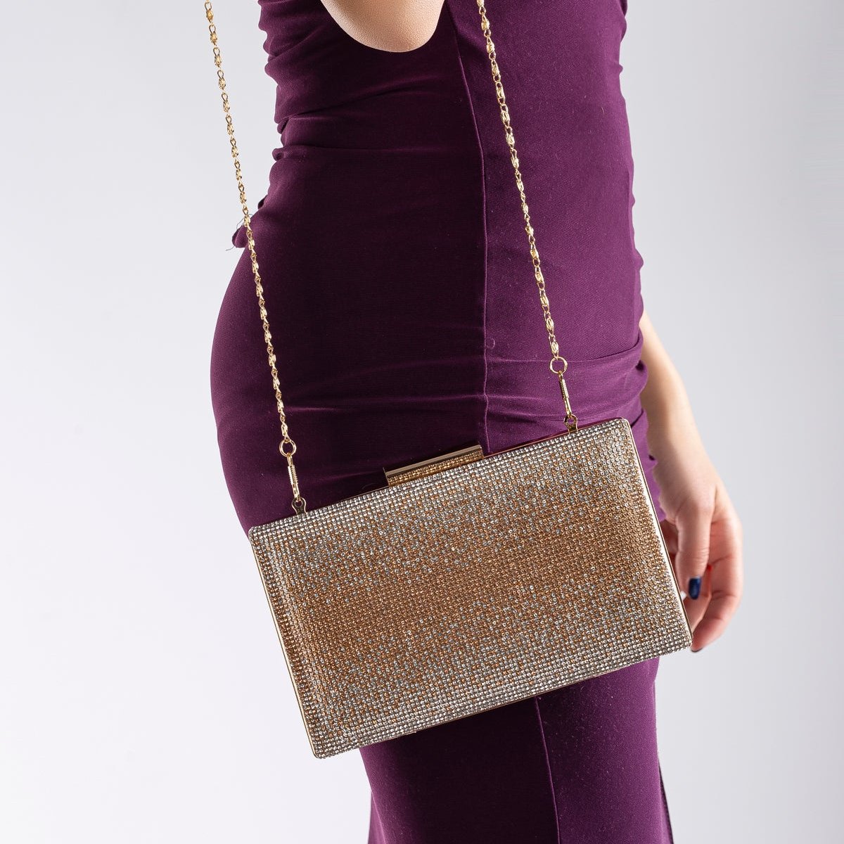 Clara - Rose Gold Glitter Clutch