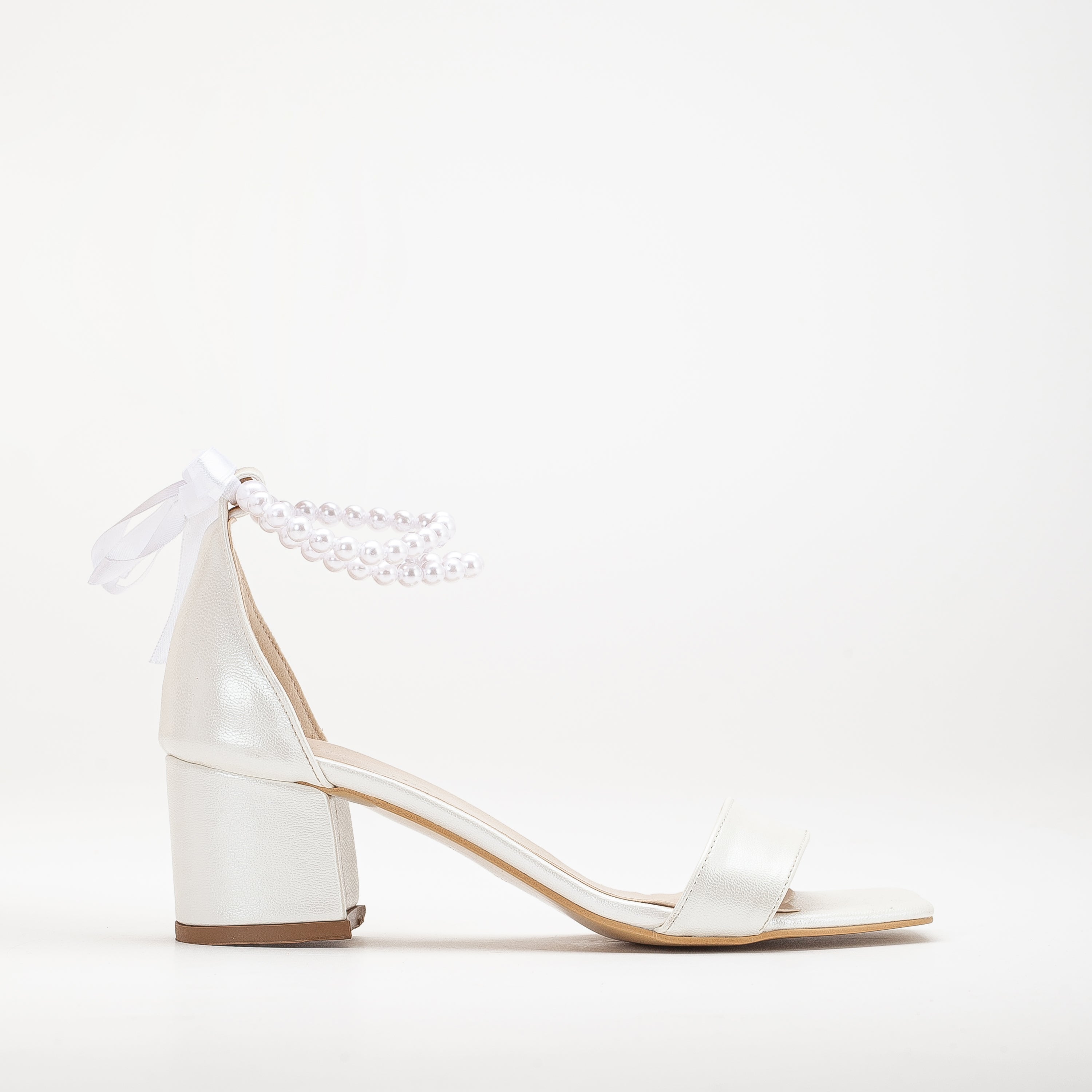 Block shops heel wedding shoes ivory