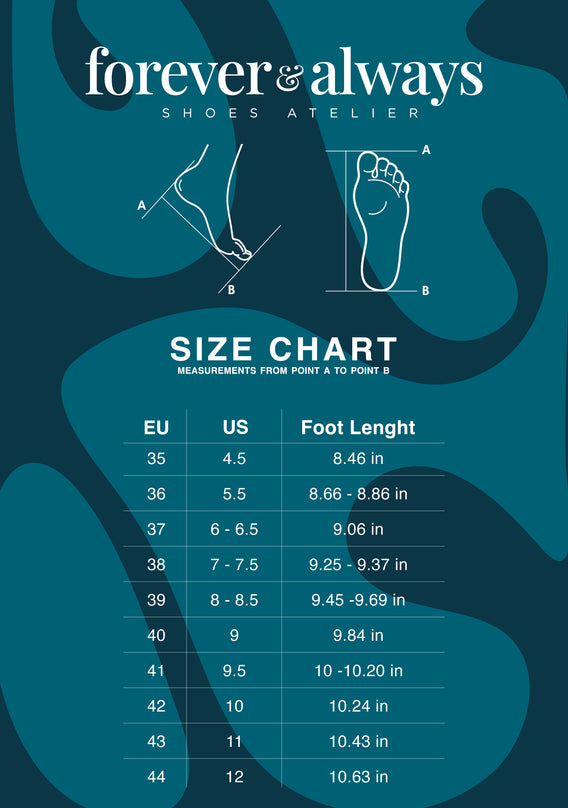 Peal - Black Patent Heeled Shoe (Women) size chart
