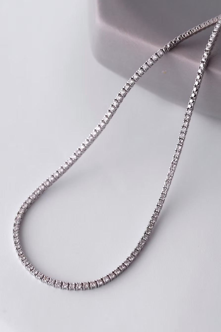 Aurevia 14K Gold Round Cut Diamond Necklace – 3.13 Ct Natural Diamond