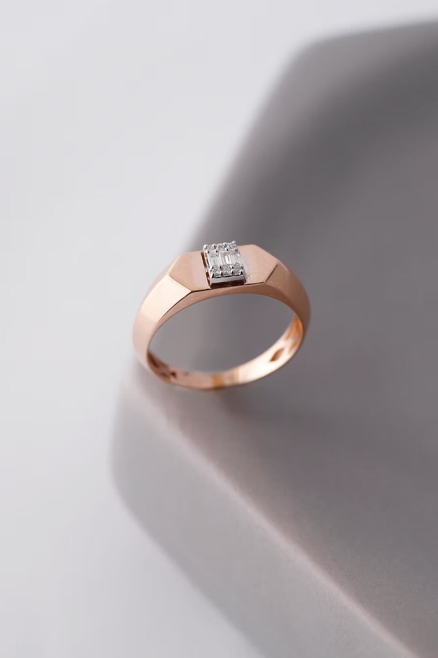 Soraya 14K Gold Baguette Cut Diamond Ring – 0.13 Ct Natural Diamond