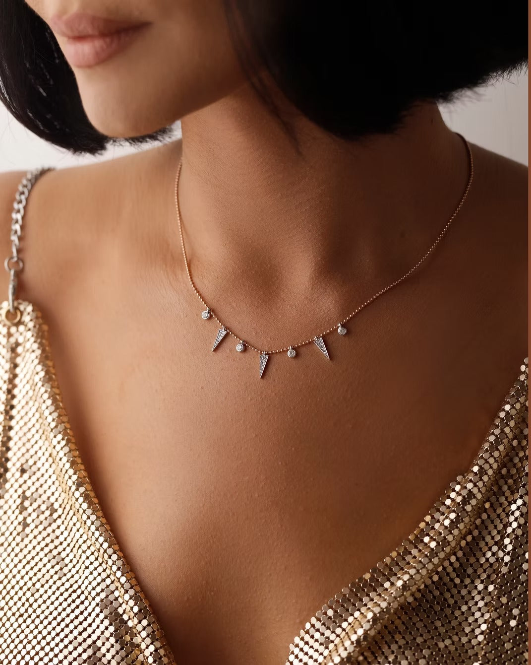 Zerina 14K Gold Round Cut Diamond Necklace – 0.39 Ct Natural Diamond