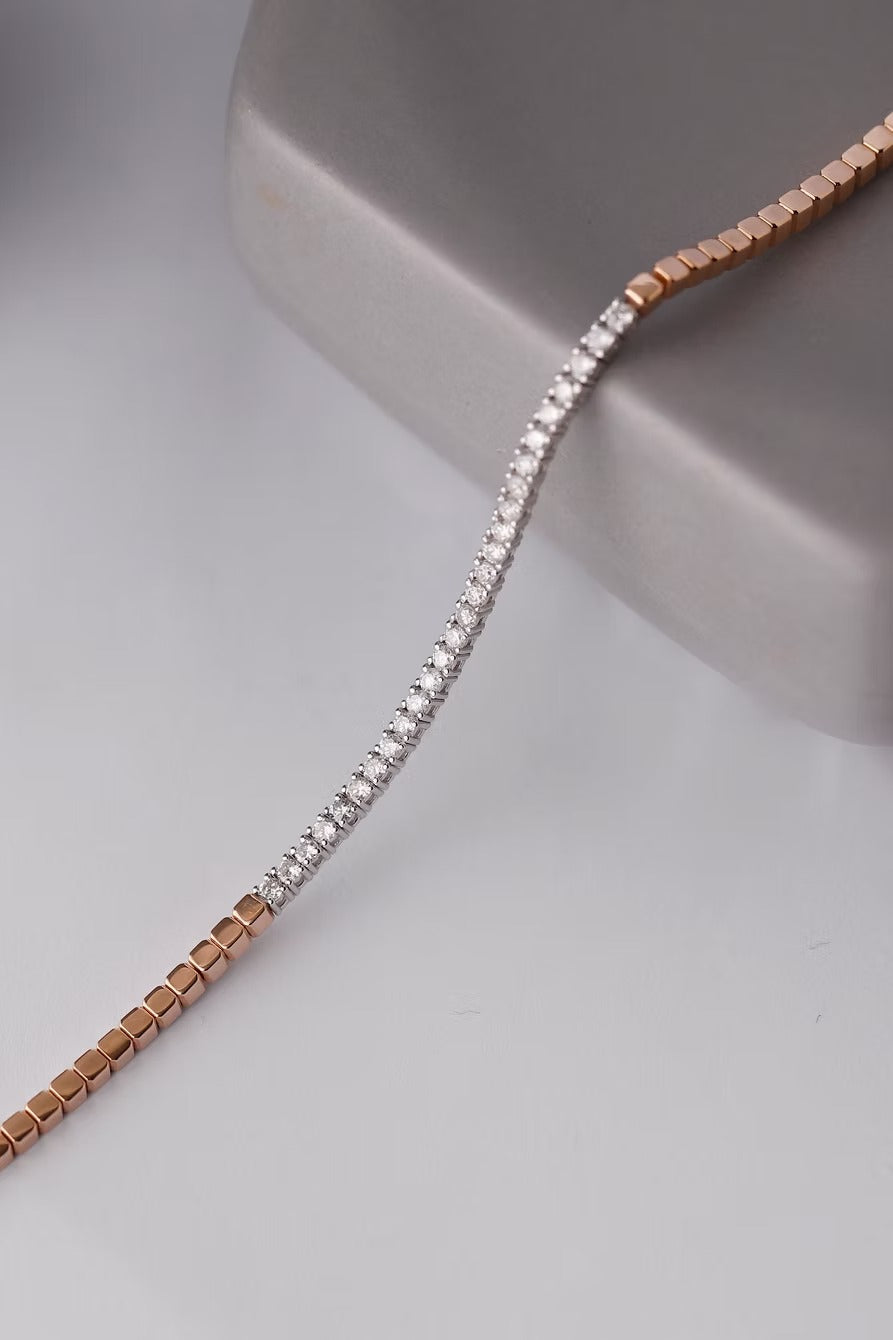 Elarivra 14K Gold Round Cut Diamond Bracelet – 0.78 Ct