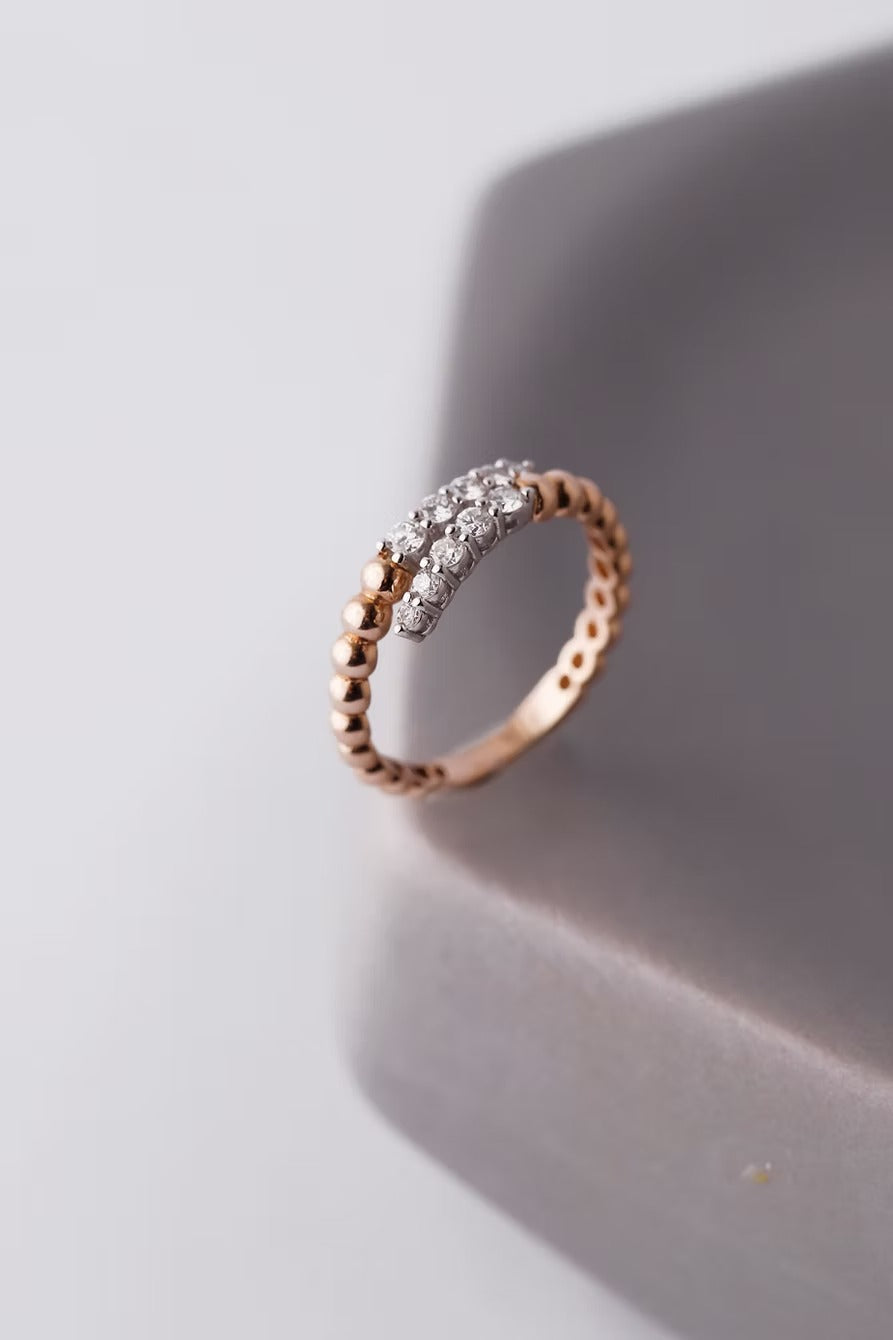 Velina 14K Gold Round Cut Diamond Ring – 0.41 Ct Natural Diamond