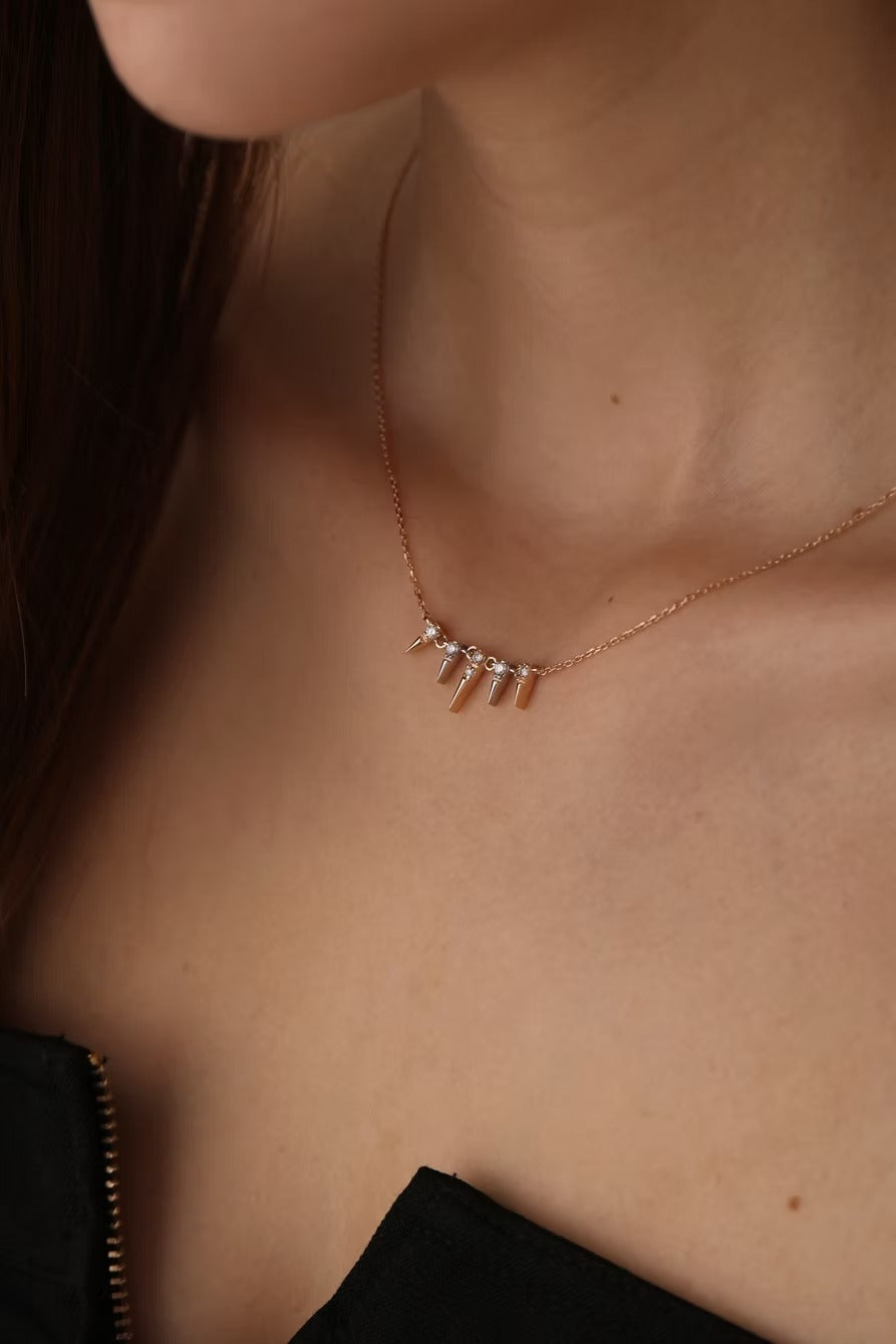 Nivara 14K Gold Round Cut Diamond Necklace – 0.20 Ct Natural Diamond