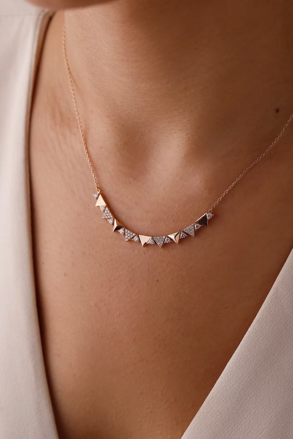 Velmira 14K Gold Round Cut Diamond Necklace – 0.60 Ct Natural Diamond