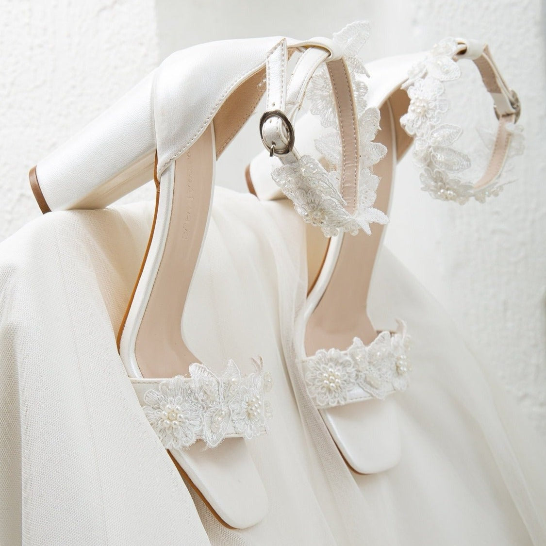 White Heels, White Bride Shoes, Wedding Shoes, White Lace High Heels