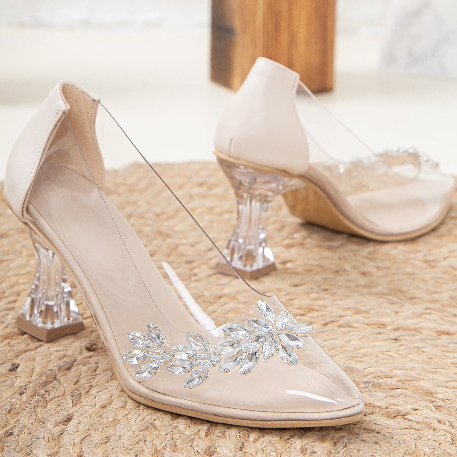 Cinderella Transparent Stiletto Beige Heels