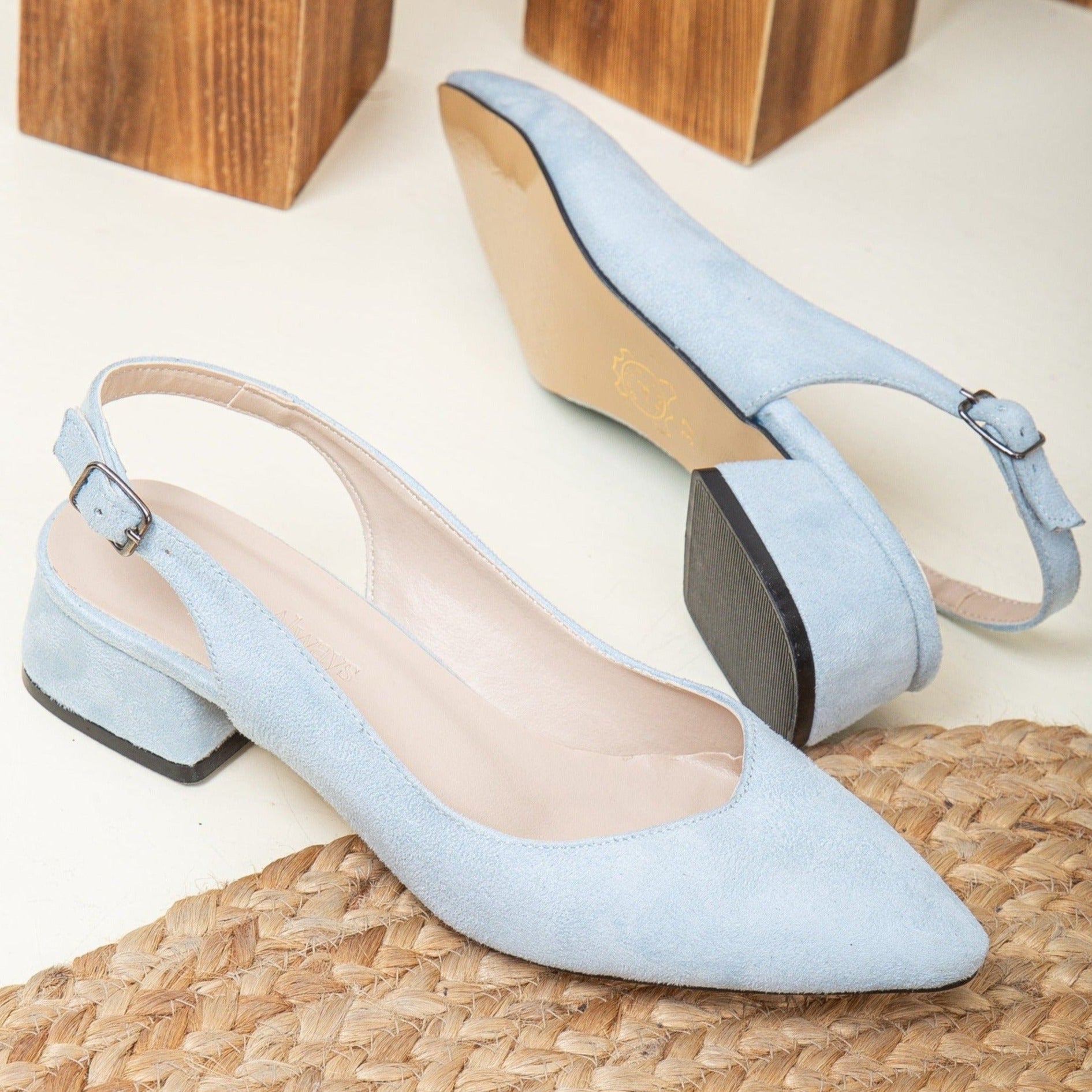 Emma Baby Blue Wedding Slingback Shoes