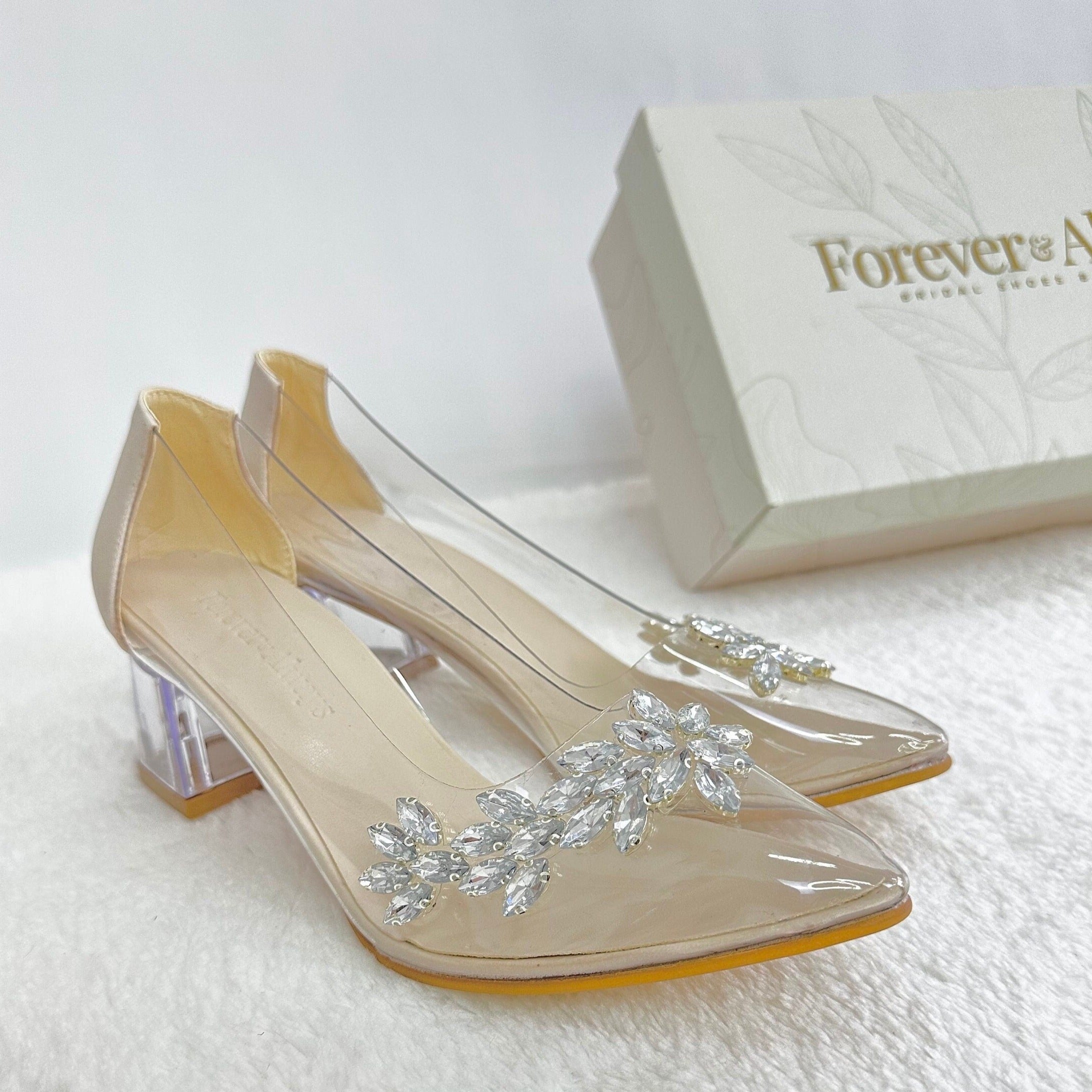 Wedding Shoes, Transparent Heels, Cinderella Shoes, Transparent Stiletto, Transparent Bridal Shoes, Transparent Wedding Shoes, Low Heels