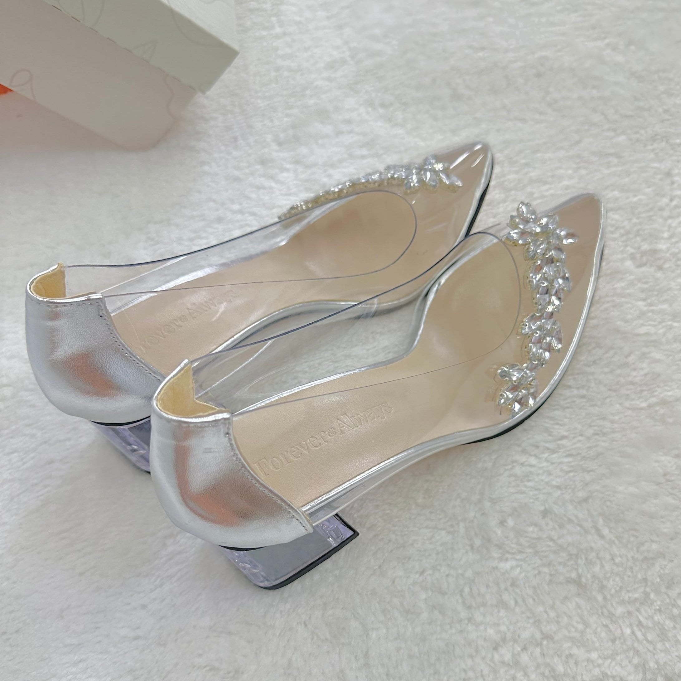 Clear heels with stones online