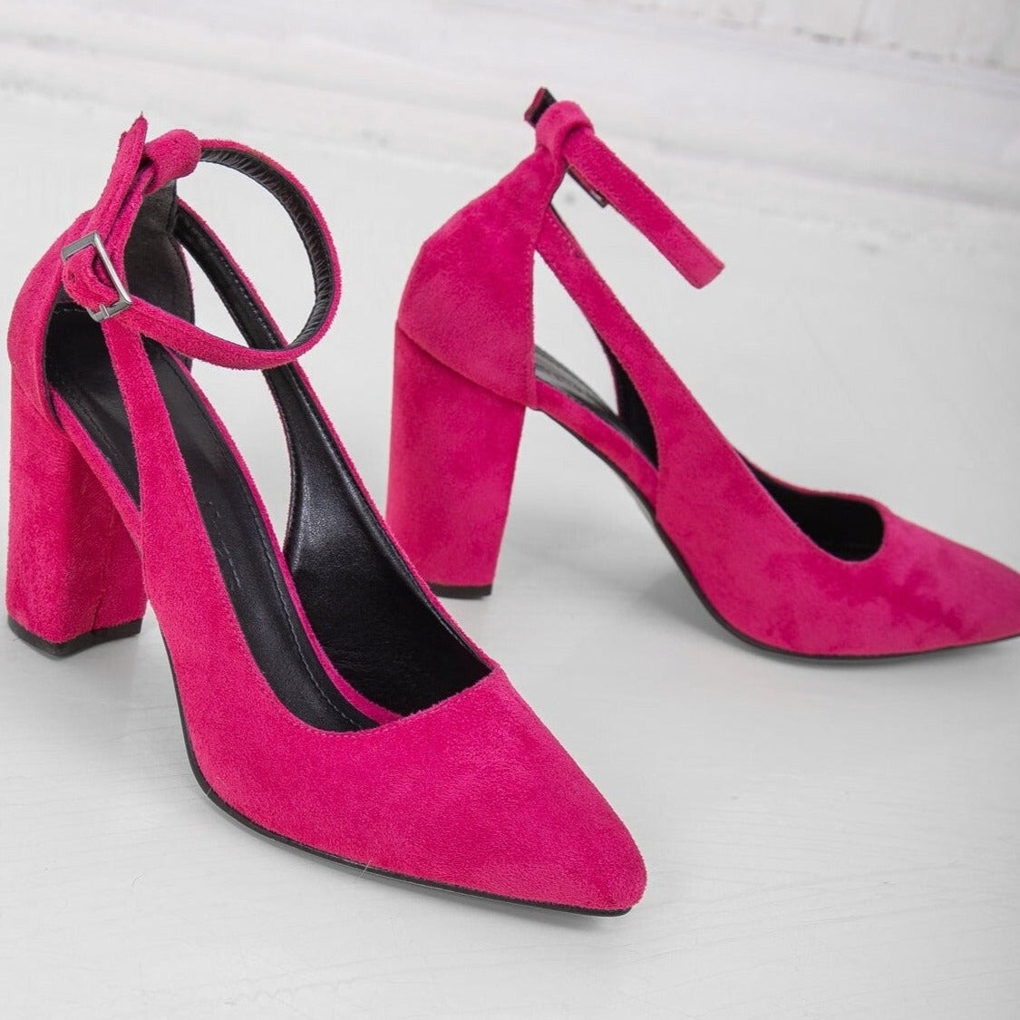 Pink Block Heels, Pink Stiletto, Barbie Shoes, Pink Suede Heels, Pink Bridal Shoes, Pink Bridal Heels, Pink High Heels, Fuchsia Block Heels, PINK BLOCK HEELS - PINK SUEDE SHOES