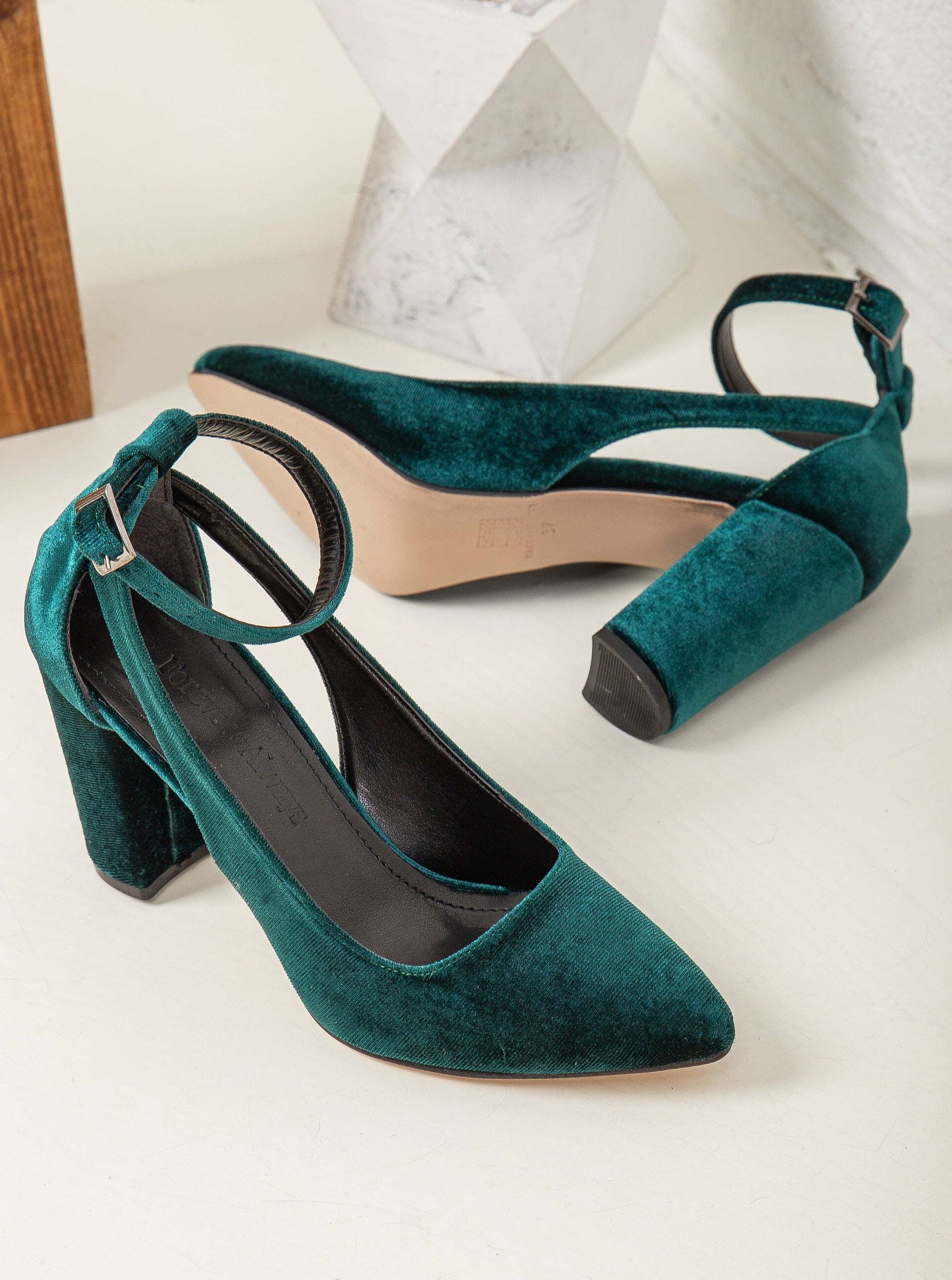 Dark green hotsell velvet heels