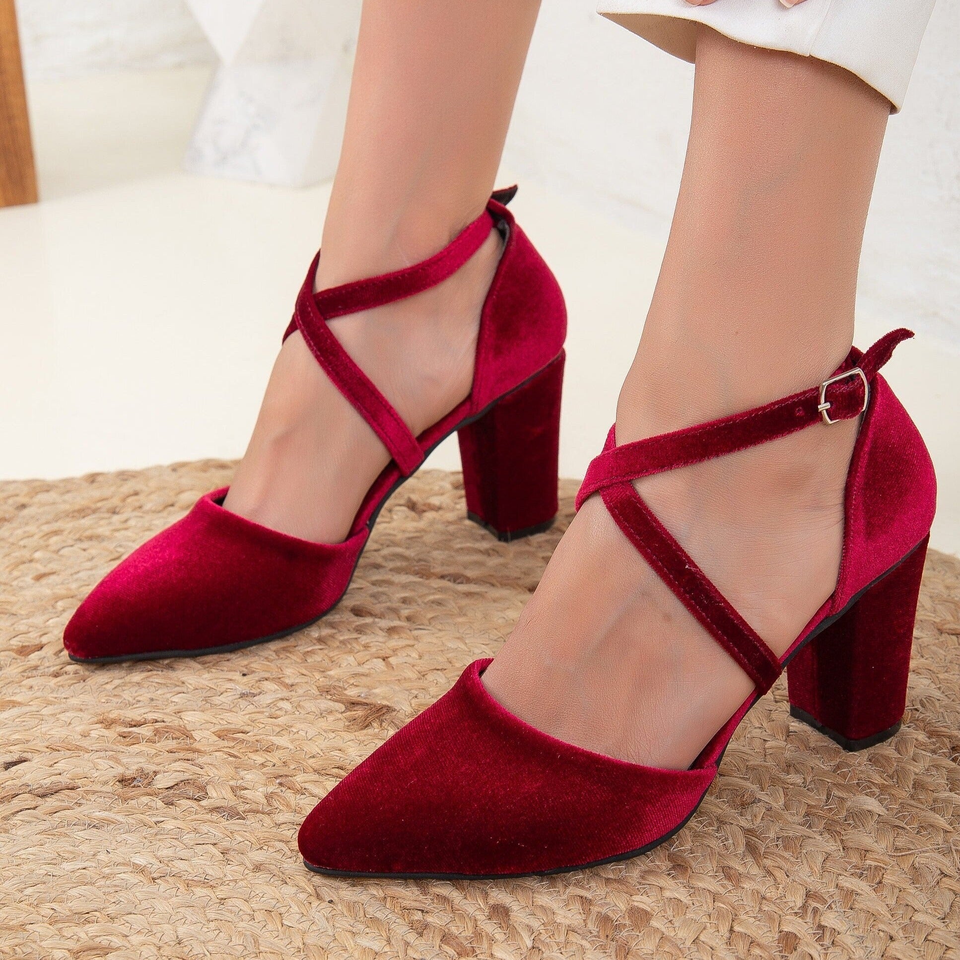 Dark red heels best sale