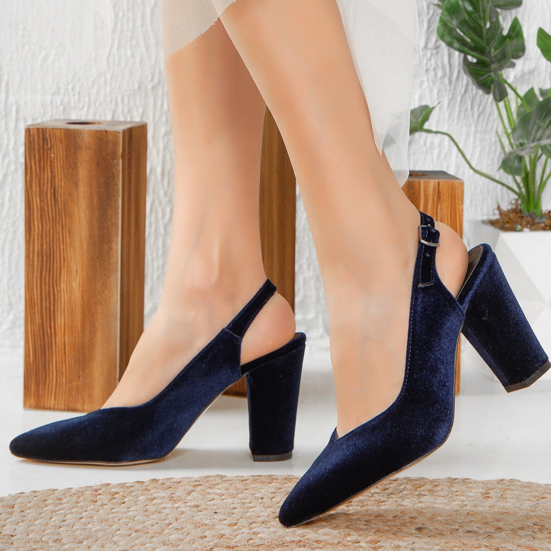 Blue Velvet Shoes, Blue Slingback Shoes, Wedding Shoes, Blue Velvet Heels, Dark Blue Heels, Blue Block Heels, Something Blue, Blue Heels
