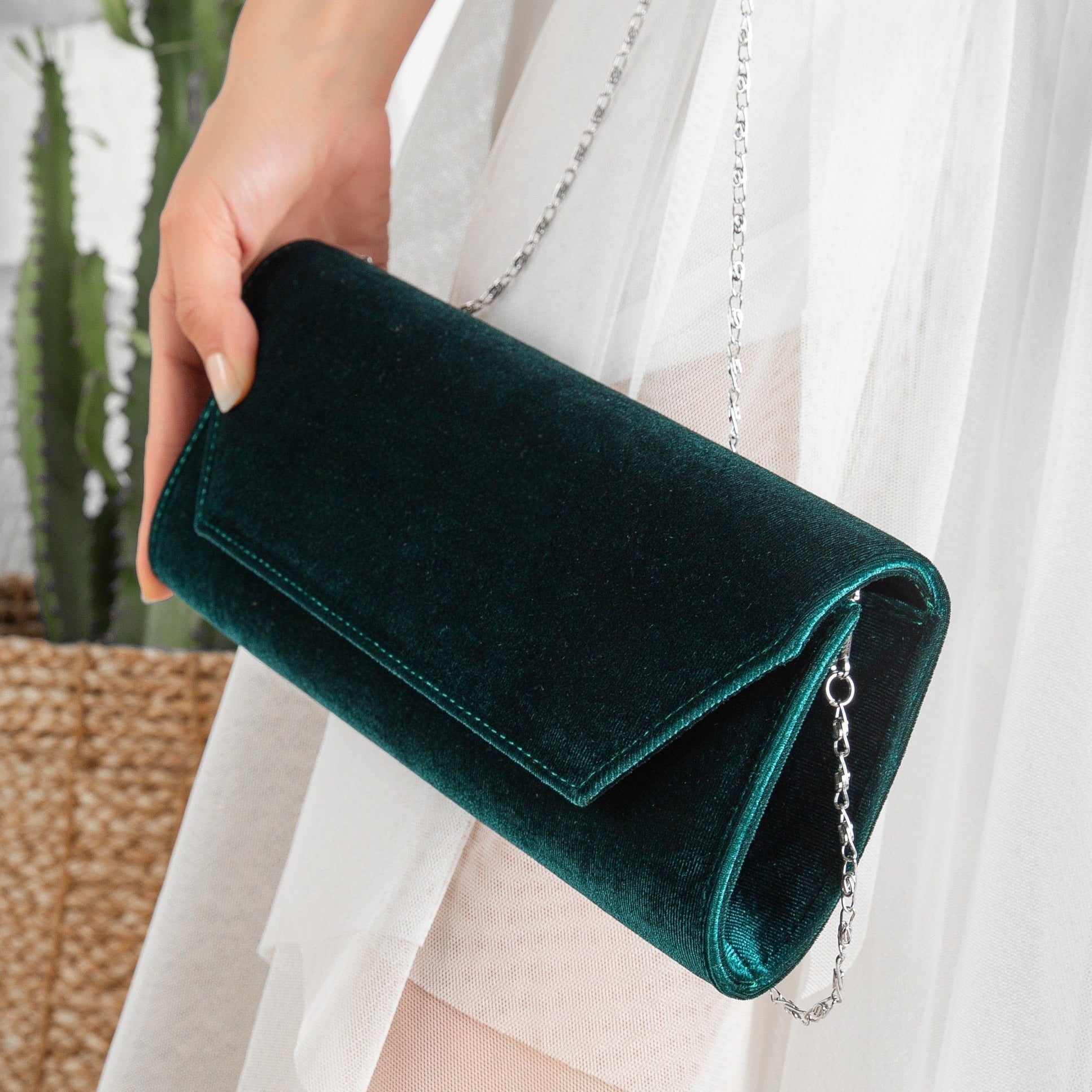 Scarlett Green Velvet Clutch